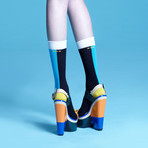 Estelle Mid-Calf Socks (Blue, Size: 5 - 7.5)