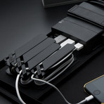 Portable Charging Station with Built-In Battery // Black Leather