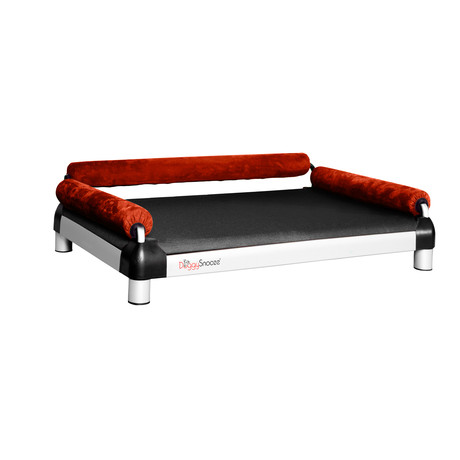 DoggySnooze Sofa // Black + Red (Large: 44"L x 28"W x 10"H)