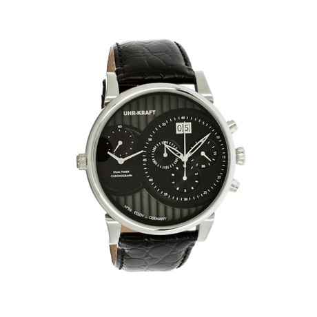 Dualtimer Men's Watch // Black & Leather
