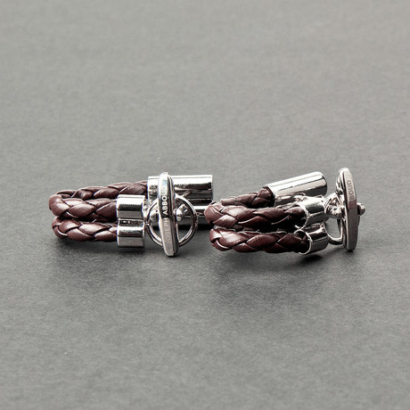 Cufflinks // Braided Leather  (Brown)