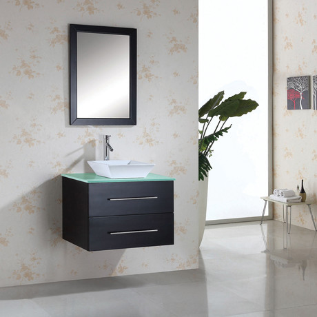 Marsala w/ Tempered Glass // Espresso (Vanity: 47.2"L; Mirror: 45"L)