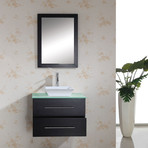 Marsala w/ Tempered Glass // Espresso (Vanity: 47.2"L; Mirror: 45"L)