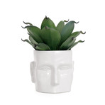 Face Shape Ceramic Drop Pot Planter // White