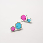 Silver & Epoxy Resin Stud Earrings