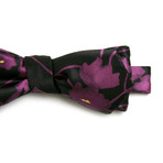 Deep Plum Silk Floral Diamond Point Bow Tie