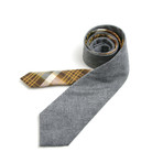 Black Chambray & 1950s Jacquard Plaid Necktie