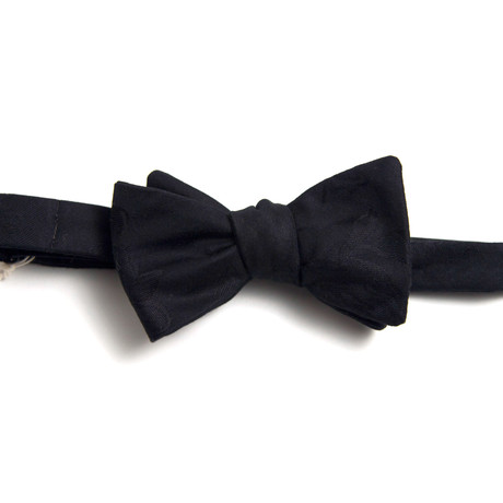 Black-on-Black Jacquard Paisley Bow Tie