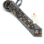 Japanese Indigo Shirting & Tonal Chocolate Floral Necktie