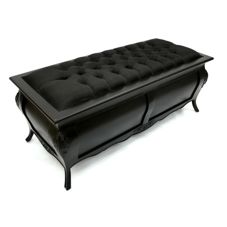 Bordeaux Silk Upholstered Blanket Box & Ottoman 