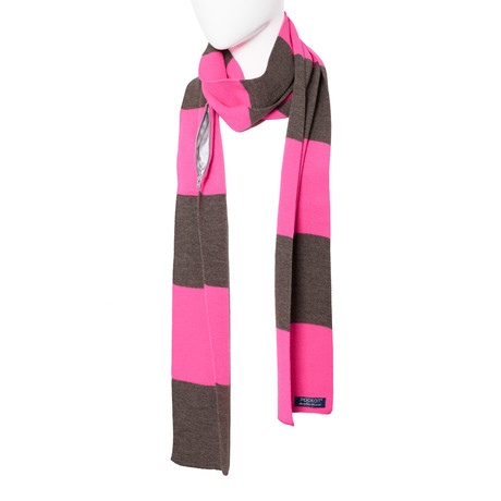 Long Scarf // Neon Pink & Brown Melange