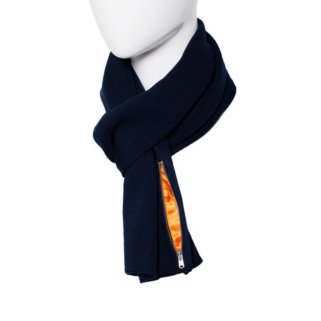 Short Scarf // Royal Blue w/ Orange Pocket