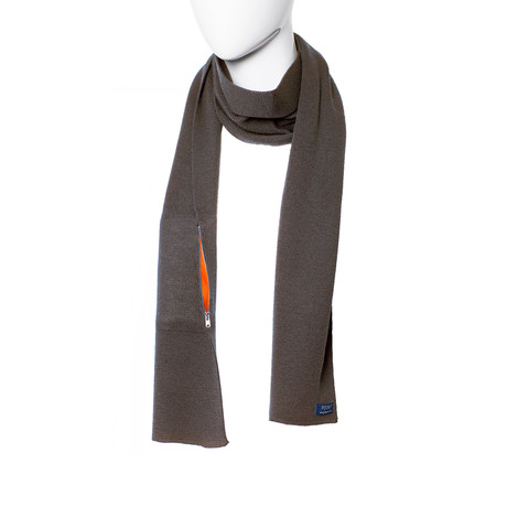 Single Scarf // Brown Melange w/ Orange Pocket