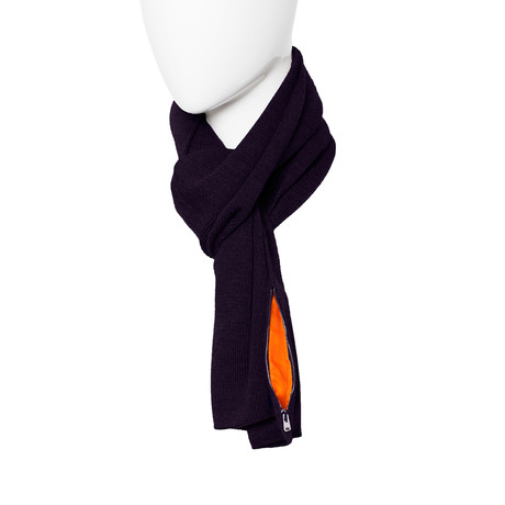 Short Scarf // Dark Purple w/ Orange Pocket 