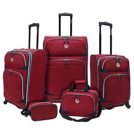 Beverly Hills Country Club San Vincente 5pc Spinner Luggage Set (Red)