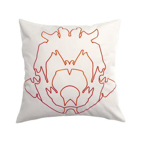 Stone Flower Pillow // Orange & Grey
