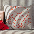 Stone Flower Pillow // Orange & Grey