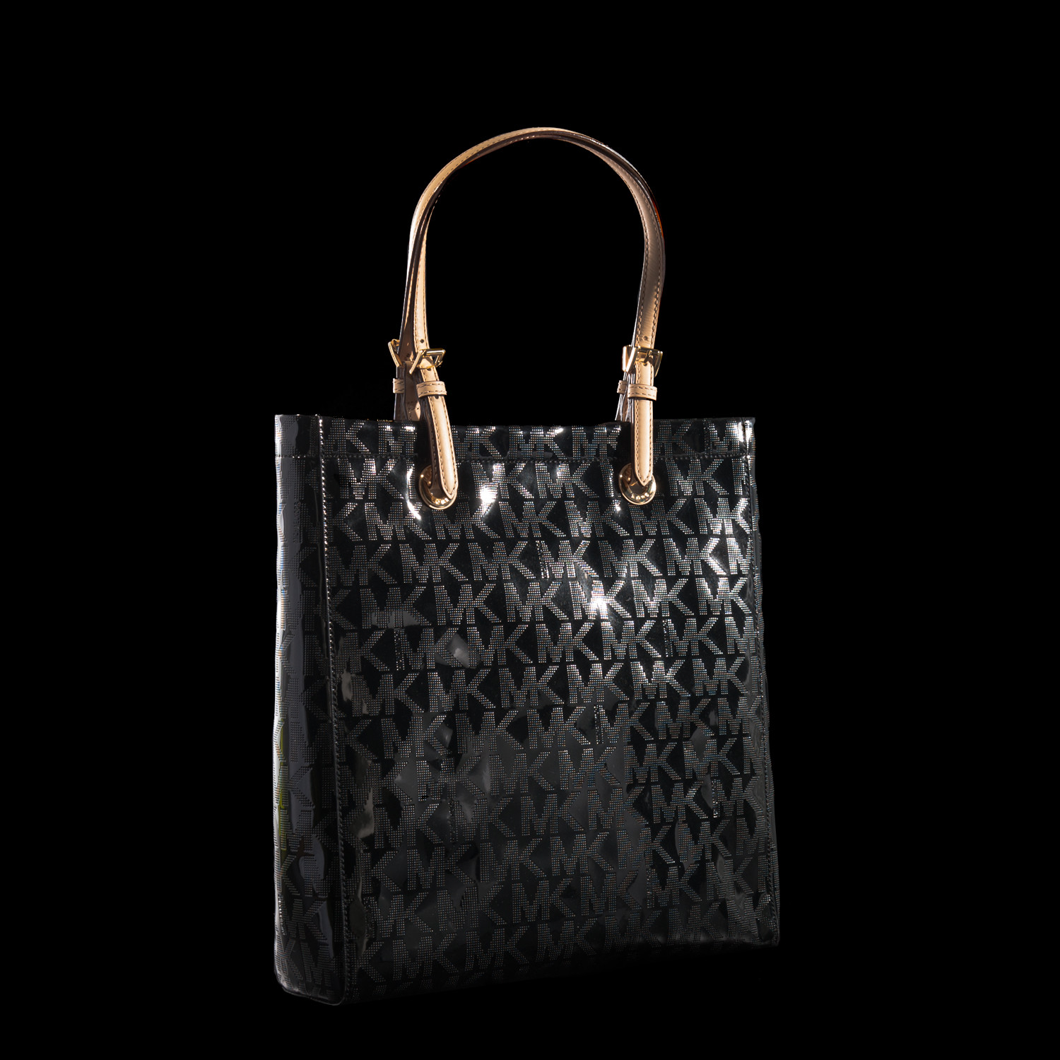 black shiny michael kors purse