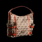 Gansevoort Large Signature Shoulder Tote // Beige, Tangerine