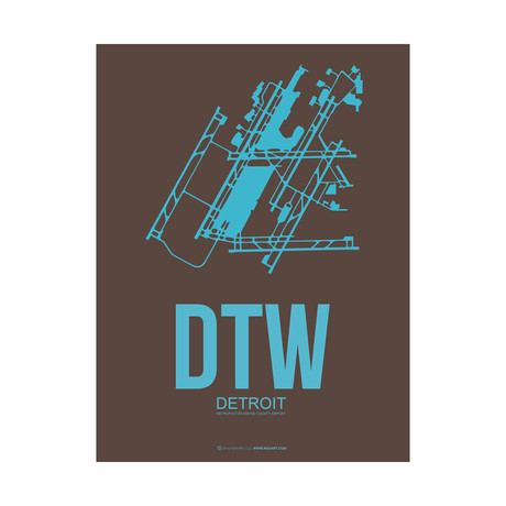 DTW Detroit Poster (Dark Brown)