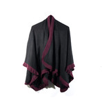 Solid Wrap w/ Ruffle Border // Black & Wine Ruffle (Black + Wine)