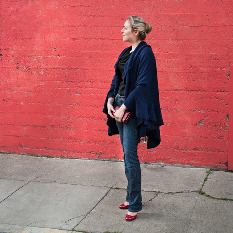 Cashmere Feel Large Ruffle Wrap (Black)