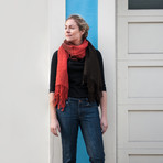 Cashmere Feel Ombre Scarf (Black + Eggplant)