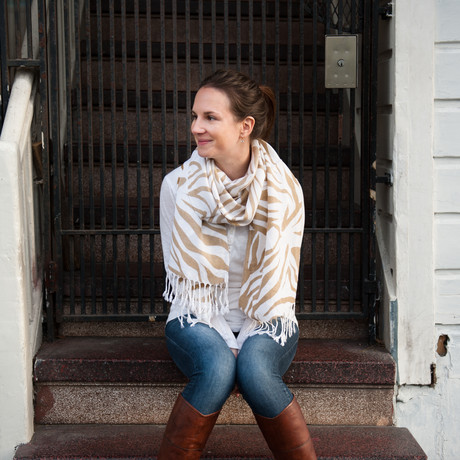Zebra Print Pashmina // Ivory + Camel (Ivory + Camel)
