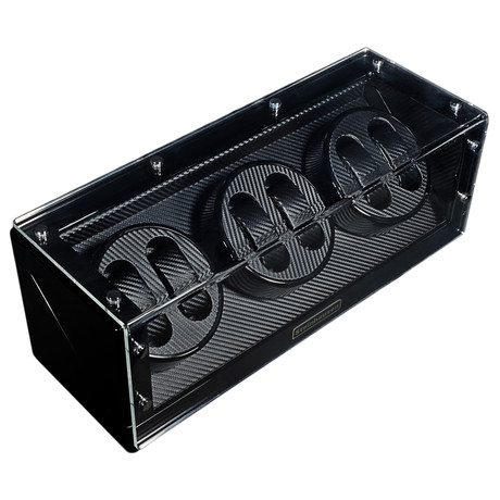 Monolith Collection Watch Winder // Triple, Black, Carbon Fiber
