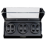 Monolith Collection Watch Winder // Triple, Black, Carbon Fiber