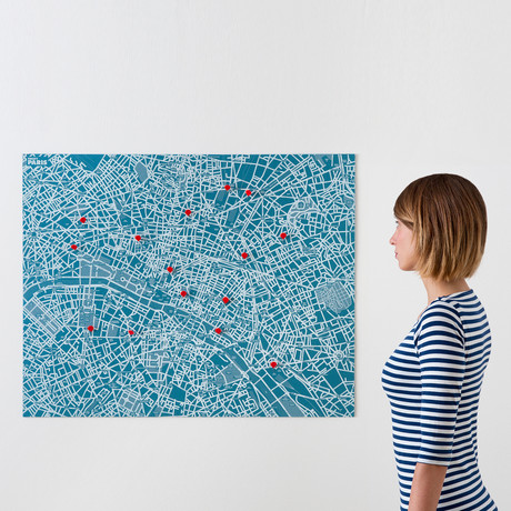 Pin City // Paris Map (Black)