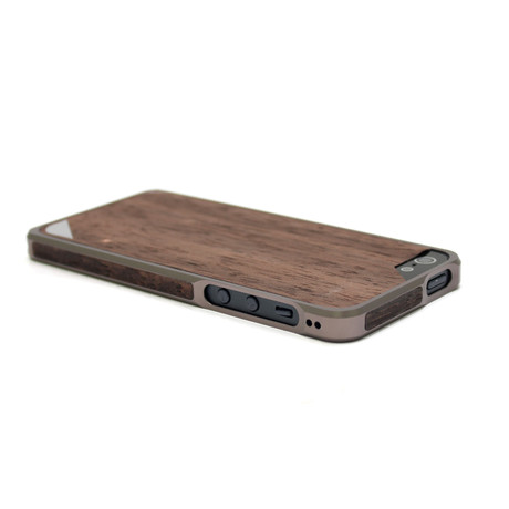Alloy X Wood Case for iPhone 5 // Titanium & Ebony (Titanium + Ebony)