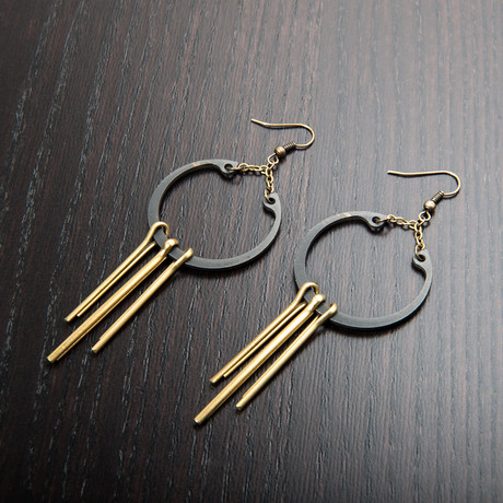 Retaining Ring Earrings w/ Brass Cotter Pins // Black
