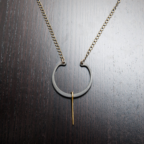 Retaining Ring Necklace w/ Gold Needle // Black