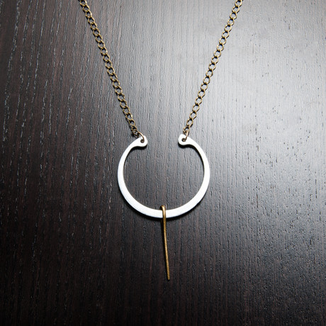 Retaining Ring Necklace w/ Gold Needle // Silver