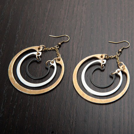 Tiered Retaining Ring Earrings // Gold