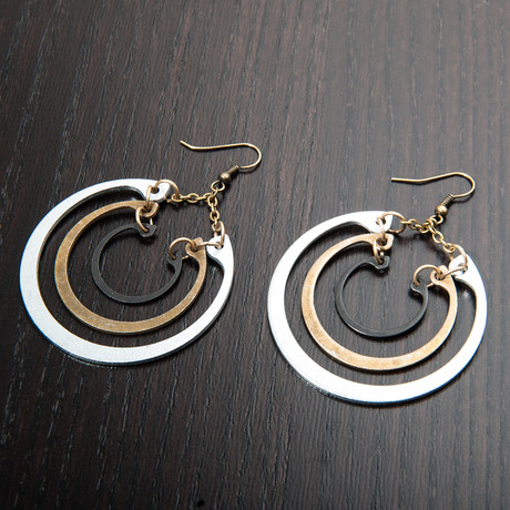 Tiered Retaining Ring Earrings // Silver