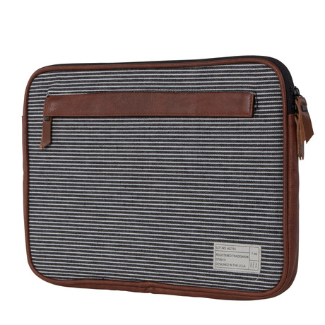 Fleet MacBook Pro Sleeve w/ iPad Pocket // Black, Grey Stripe (13")