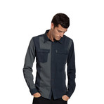 Men's Wool Banded Long Sleeve // Night Stripe (S)