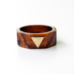 Wood + Brass Triangle Ring (Size: 6.5)