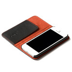 Thin Leather Wallet Case for iPhone 5 // Black + Orange