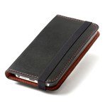 Thin Leather Wallet Case for iPhone 5 // Black + Orange