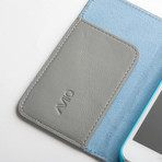 Thin Leather Wallet Case for iPhone 5 // Grey + Blue