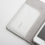 Thin Leather Wallet Case for iPhone 5 // White + Grey