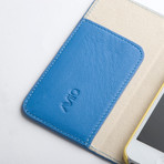 Thin Leather Wallet Case for iPhone 5 // Blue + Cream