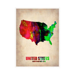 United States Watercolor Poster (Purple, Pink)