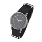 Brushed Round Basic w/ Black Nylon Strap // Grey Dial