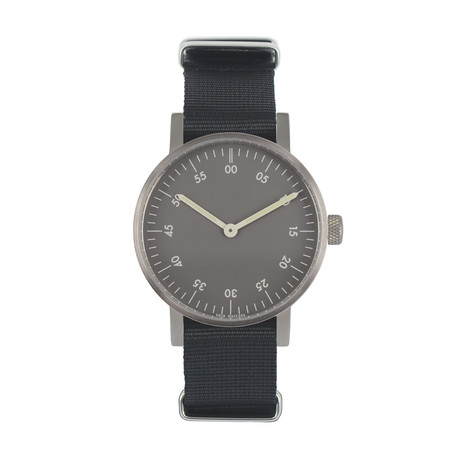 Brushed Round Basic w/ Black Nylon Strap // Grey Dial