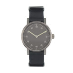 Brushed Round Basic w/ Black Nylon Strap // Grey Dial