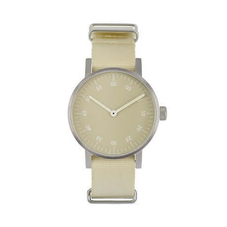 Brushed Round Basic w/ Beige Nylon Strap // Beige Dial